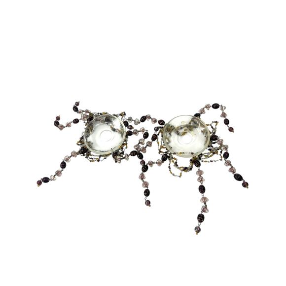 Vintage Antique Crystal Bobeche Set of 2 Candle Wax Catcher Victorian Chandelier - Picture 3 of 5